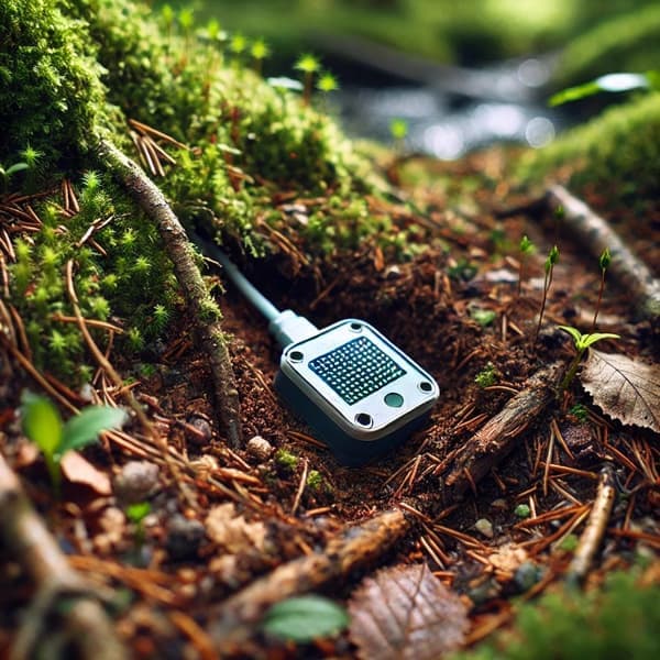 Environmental sensor embedded in forest floor