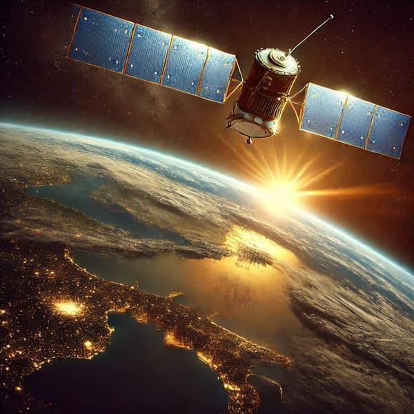 Satellite in orbit above Earth